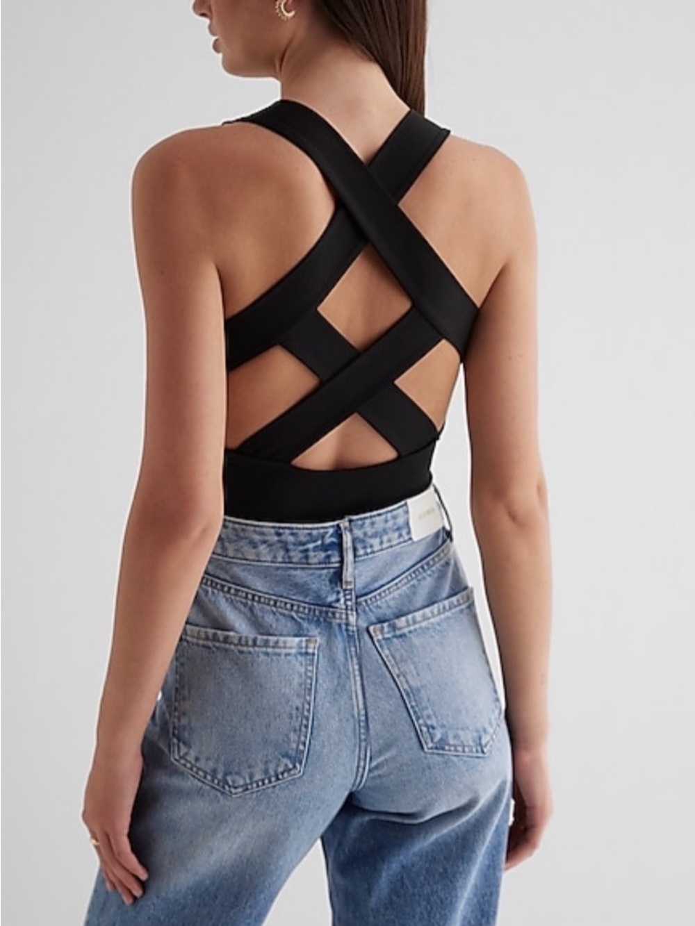 Express Black Crisscross Back Bodysuit